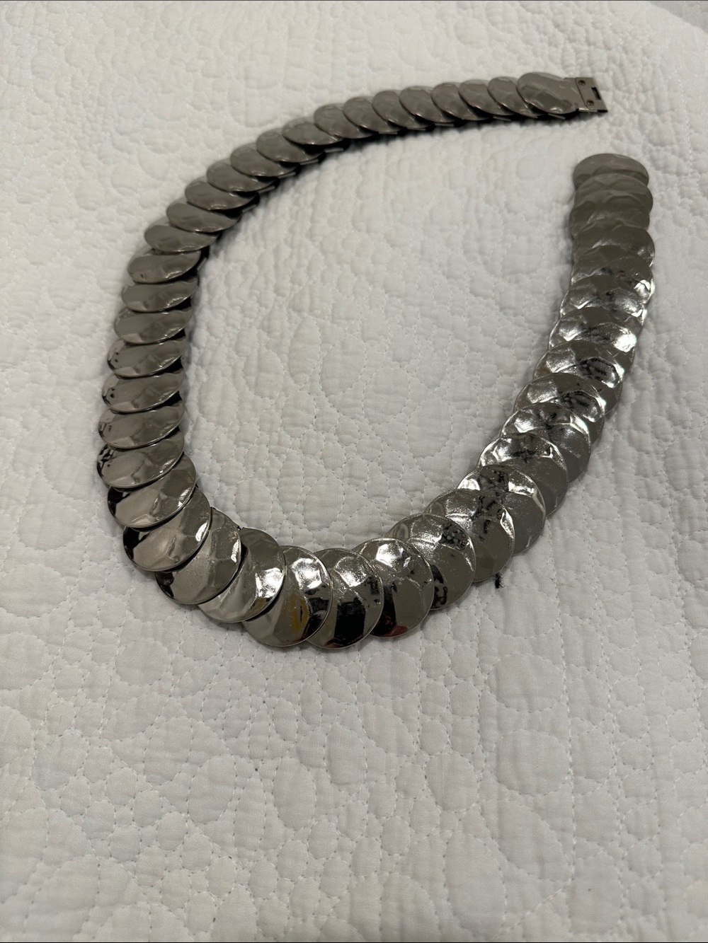 Silver Disc Link Statement Belt-black stretch
